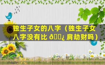 独生子女的八字（独生子女八字没有比 🌿 肩劫财吗）